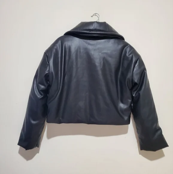 REBECCA MINKOFF Cropped Padded Moto Jacket Size M - Picture 5 of 8